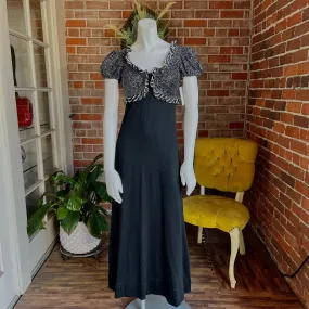 1970s Ruffled Lurex Maxi Dress