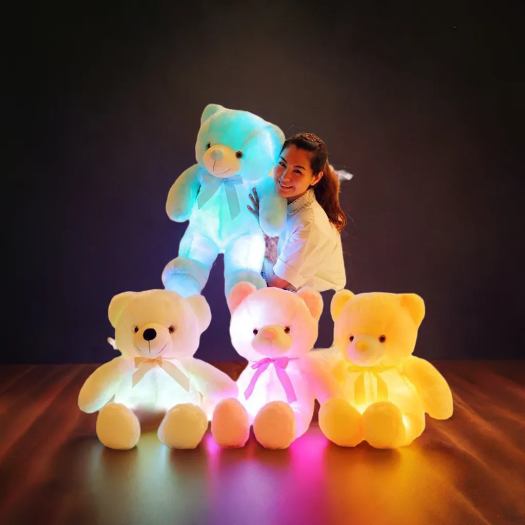 32-75cm Luminous Creative Light Up LED Teddy Bear Stuffed Animal Plush Toy Colorful Glowing Teddy Bear Christmas Gift for Kid