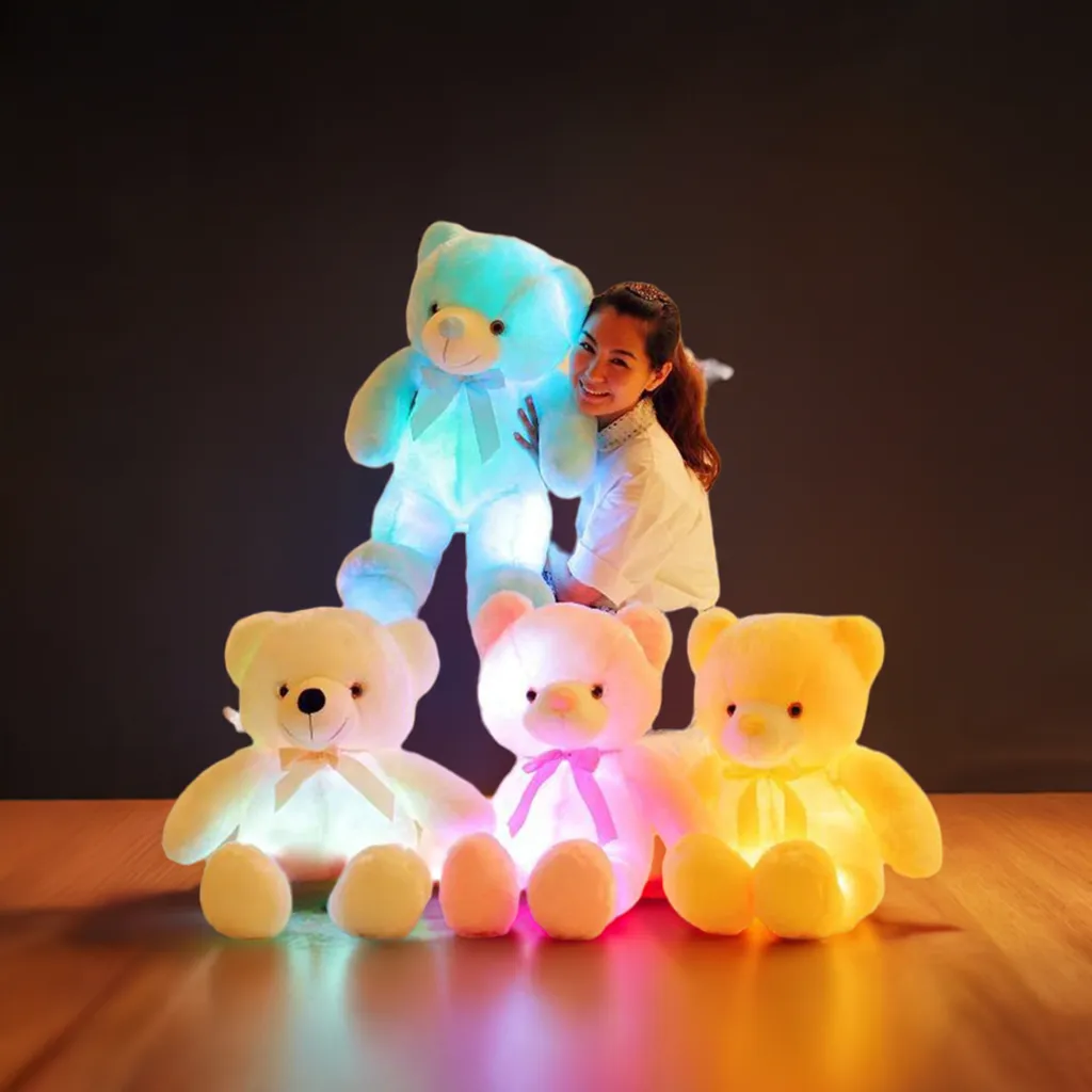 32-75cm Luminous Creative Light Up LED Teddy Bear Stuffed Animal Plush Toy Colorful Glowing Teddy Bear Christmas Gift for Kid