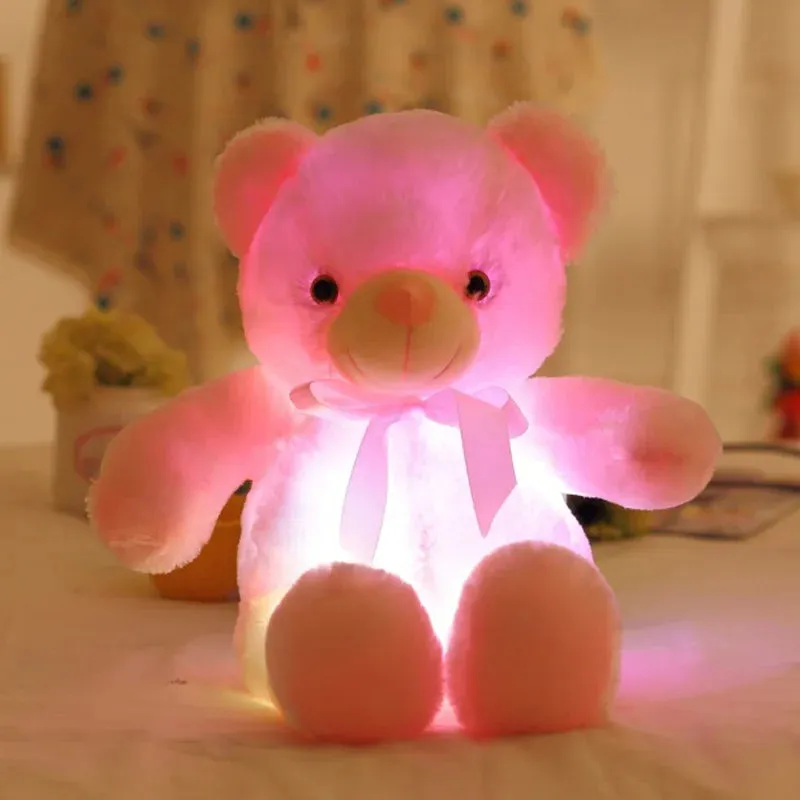 32-75cm Luminous Creative Light Up LED Teddy Bear Stuffed Animal Plush Toy Colorful Glowing Teddy Bear Christmas Gift for Kid