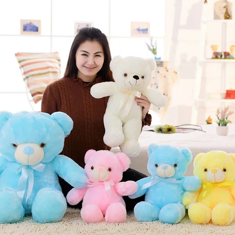 32-75cm Luminous Creative Light Up LED Teddy Bear Stuffed Animal Plush Toy Colorful Glowing Teddy Bear Christmas Gift for Kid