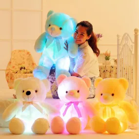 50cm Creative Light Up LED Inductive Teddy Bear Stuffed Animals Plush Toy Colorful Glowing Teddy Bear Christmas Gift for Kids