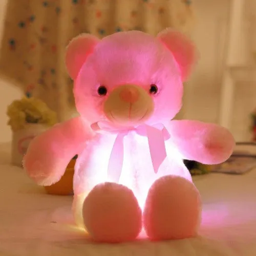 50cm Creative Light Up LED Inductive Teddy Bear Stuffed Animals Plush Toy Colorful Glowing Teddy Bear Christmas Gift for Kids