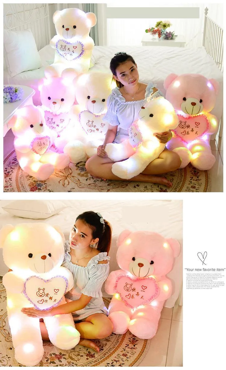 50cm Creative Luminous Teddy Bear Led plush Light pillow Animals Plush Toy Colorful Glowing