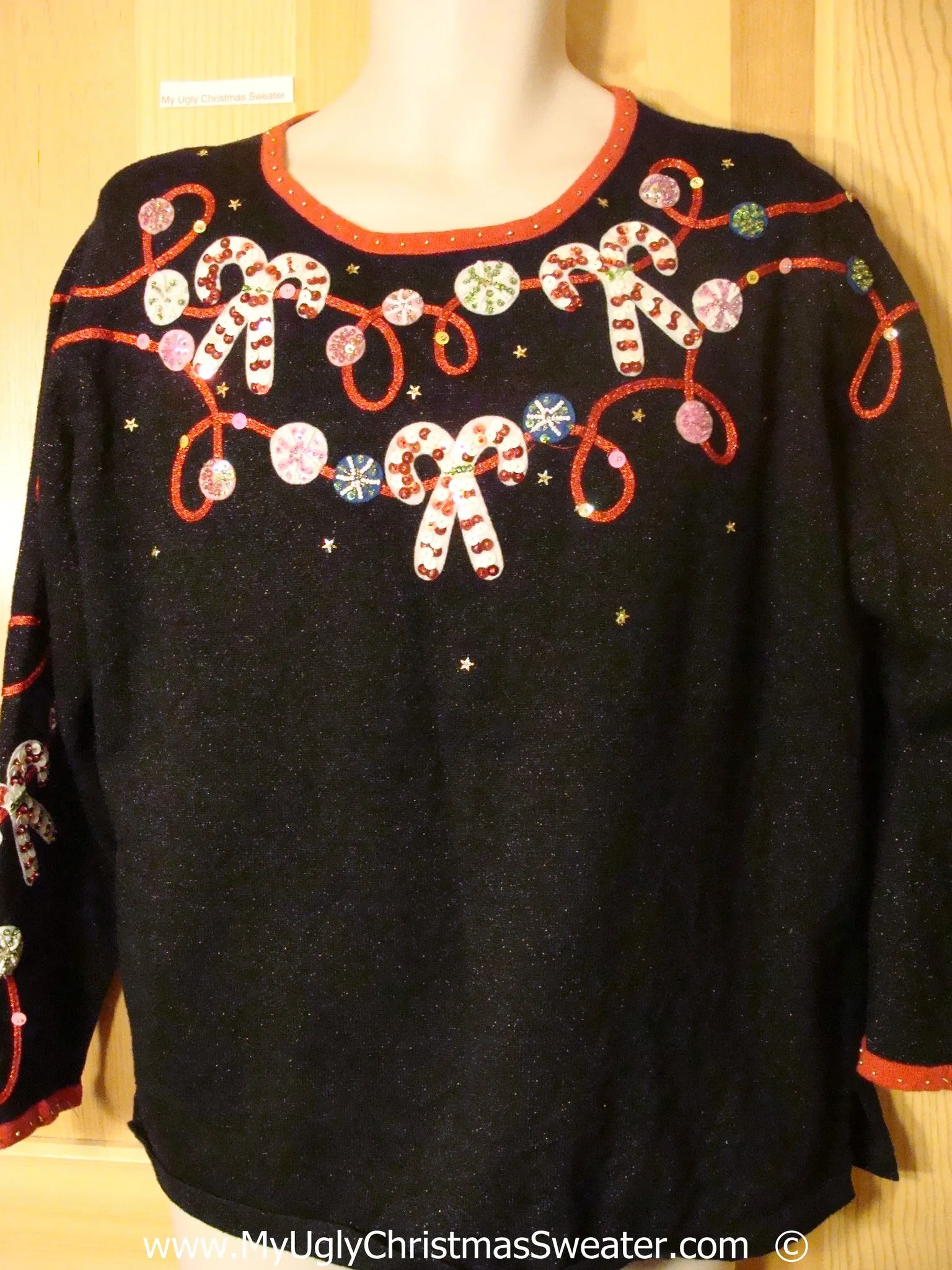 80s 2sided Candycane Christmas Sweater