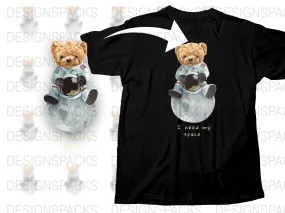 Adorable Astronaut Teddy Bear on Moon Png Digital Download