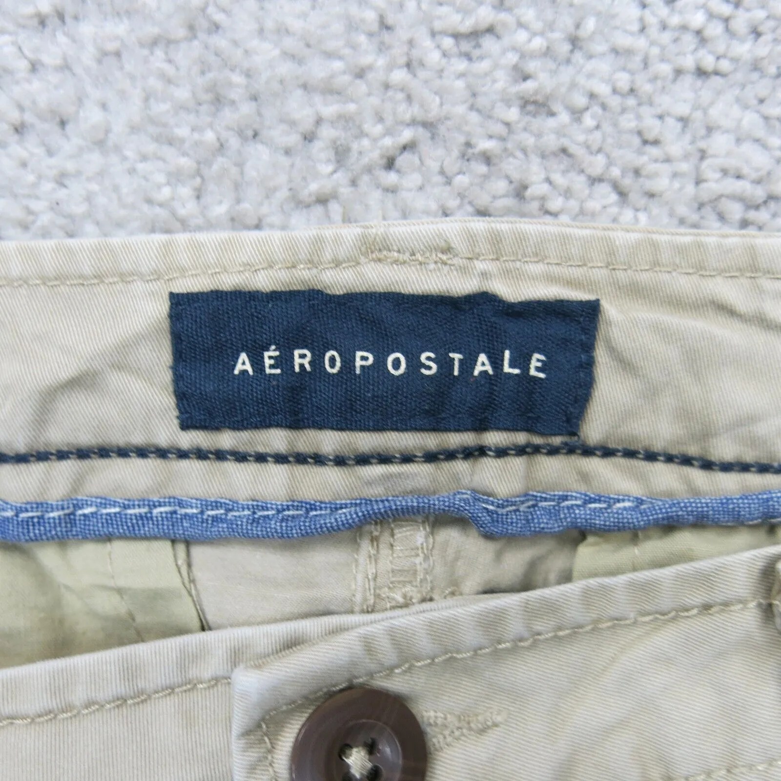 Aeropostale Mens Chino Pants Slim Straight Leg Low Rise Pocket Beige SZ W29XL32