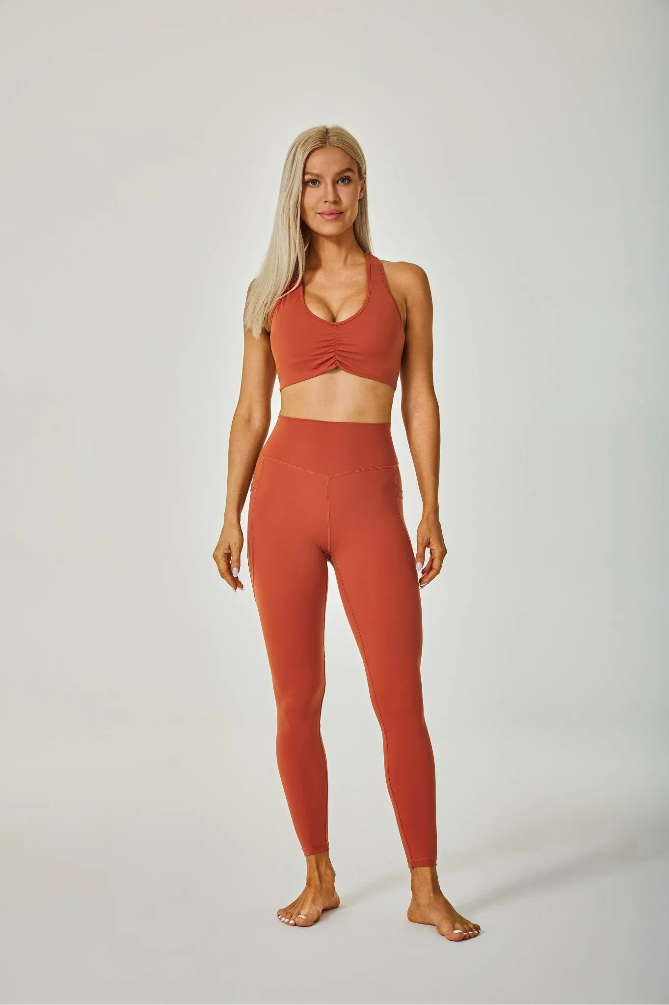 Airflow High-waisted Leggings with Pockets - Orange