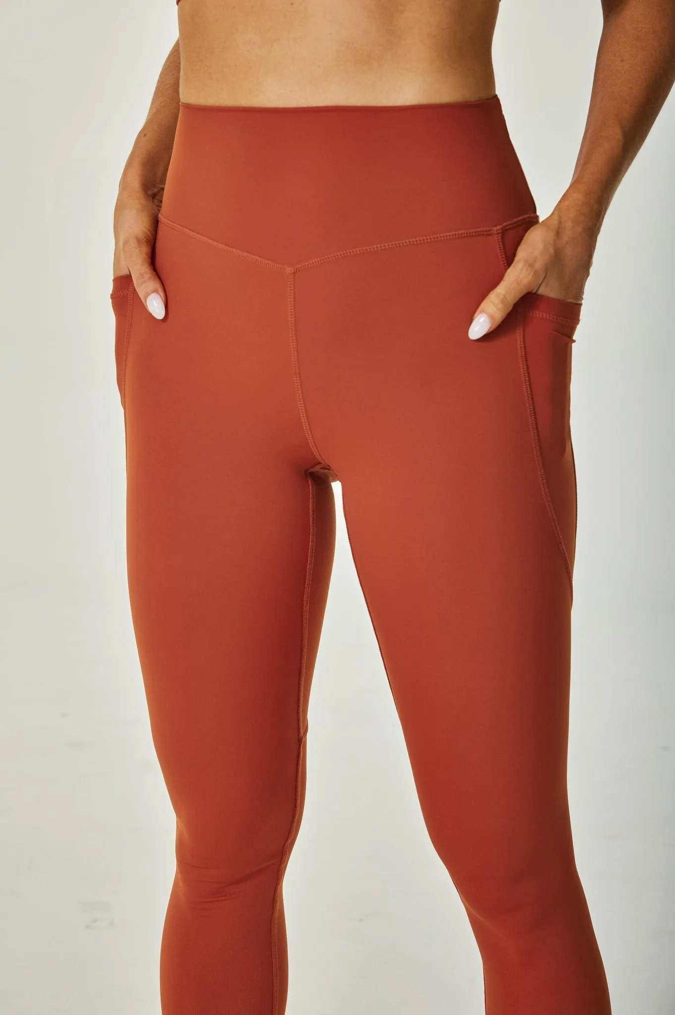 Airflow High-waisted Leggings with Pockets - Orange