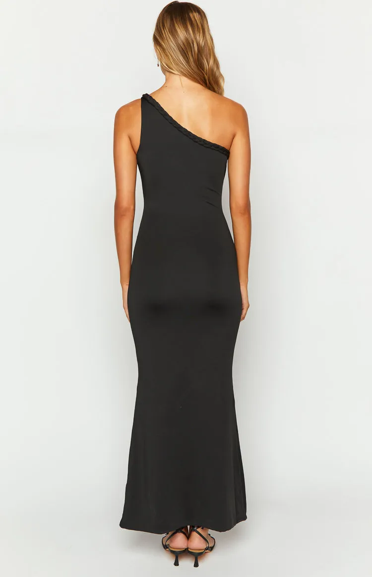 Alina Black One Shoulder Maxi Dress