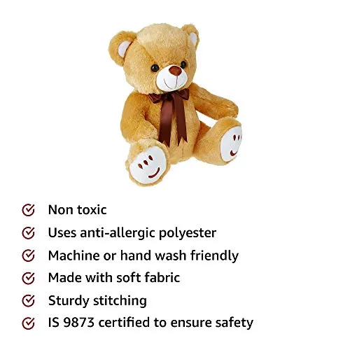 Amazon Brand - Jam & Honey Teddy Bear, Cute, Soft Toy (33 Cm, Brown), Great Birthday Gift