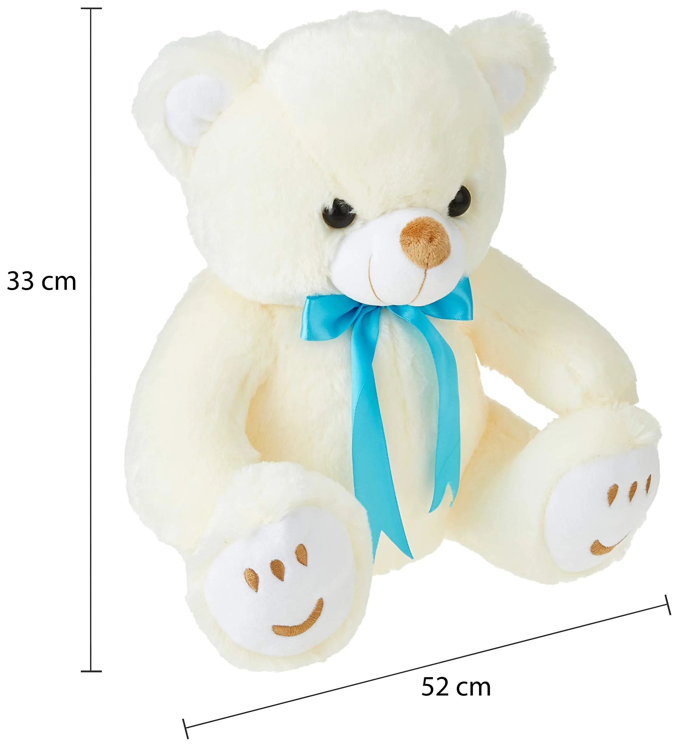 Amazon Brand - Jam & Honey Teddy Bear, Cute, Soft Toy (33 Cm, White, Cream), Great Birthday Gift