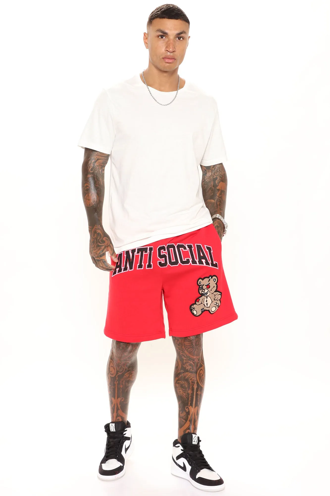 Anti Social Teddy Shorts - Red