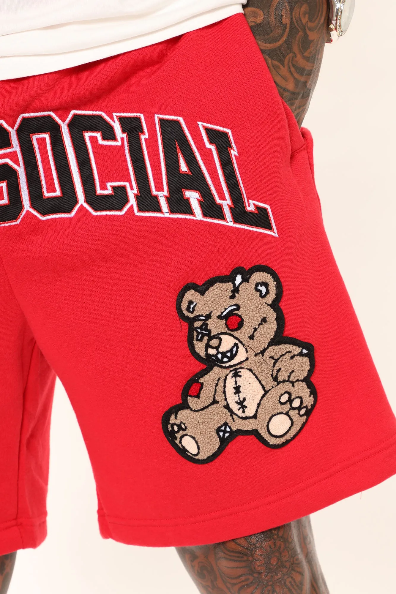 Anti Social Teddy Shorts - Red