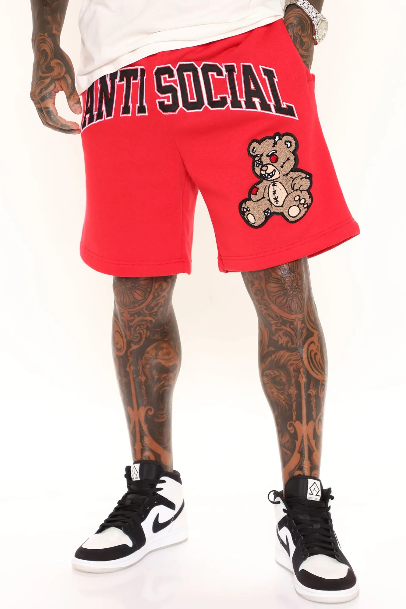 Anti Social Teddy Shorts - Red