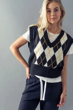 Argyle Cropped Sweater Vest