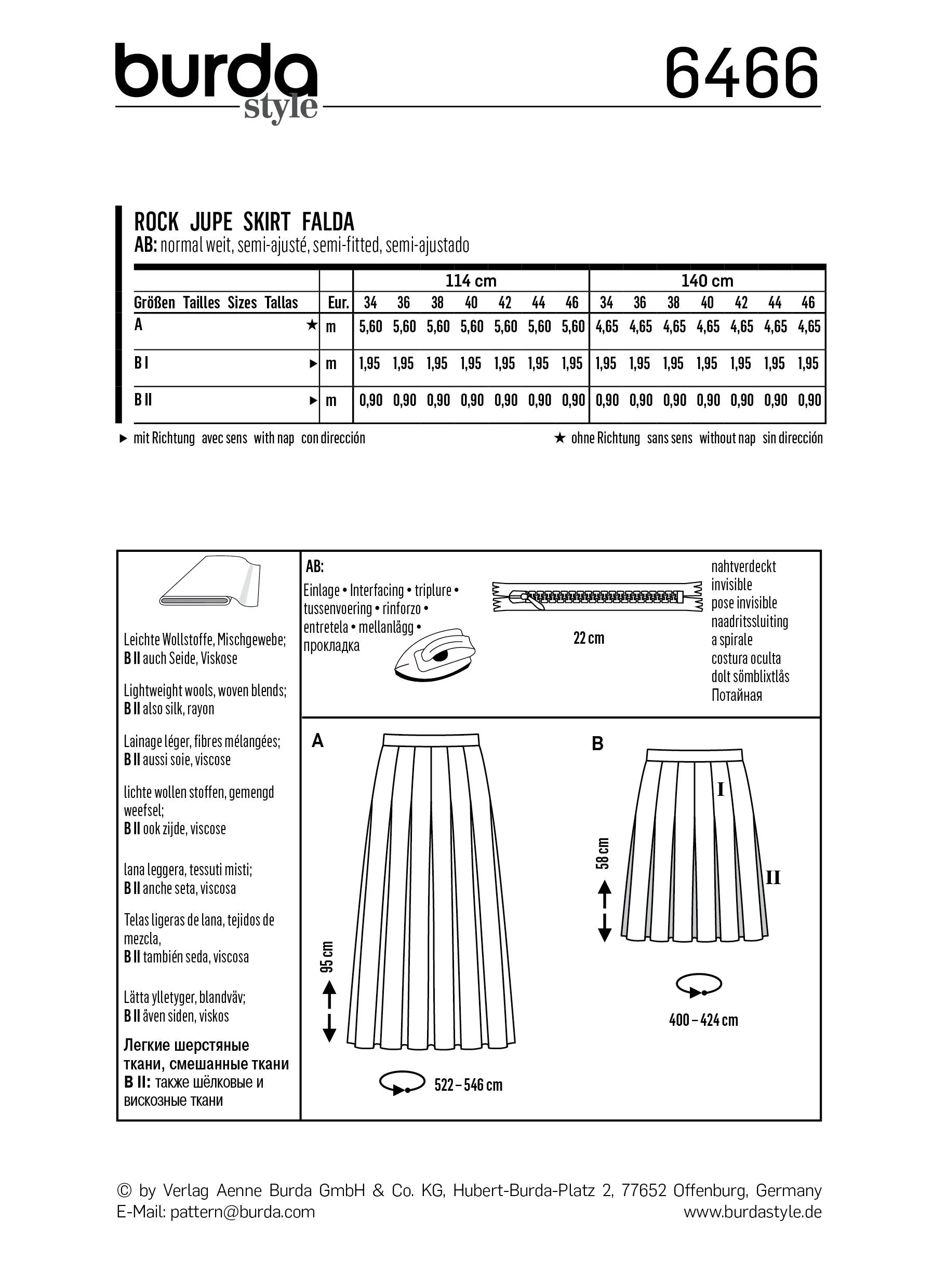 BD6466 Women’s Pleated Skirt | Burda Style Pattern