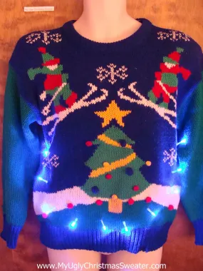 Best 80s Retro Ski Themed Light Up Ugly Xmas Sweater