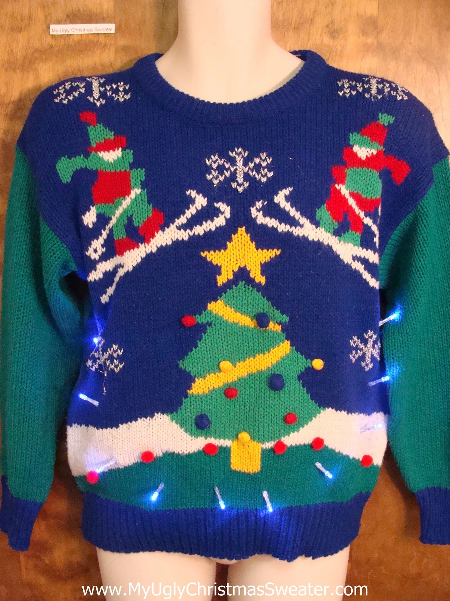 Best 80s Retro Ski Themed Light Up Ugly Xmas Sweater