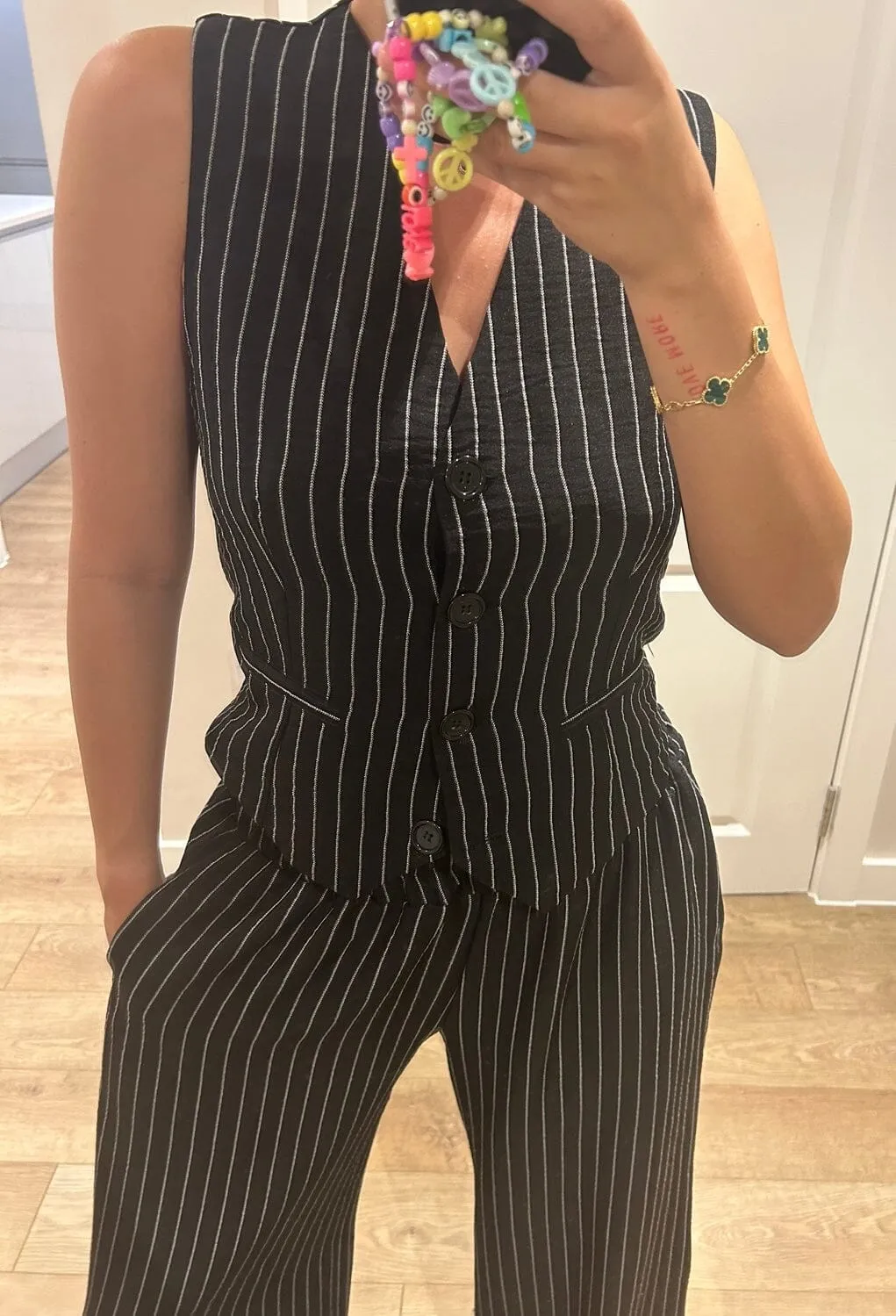 Black Pinstripe Waistcoat Suit