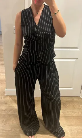 Black Pinstripe Waistcoat Suit