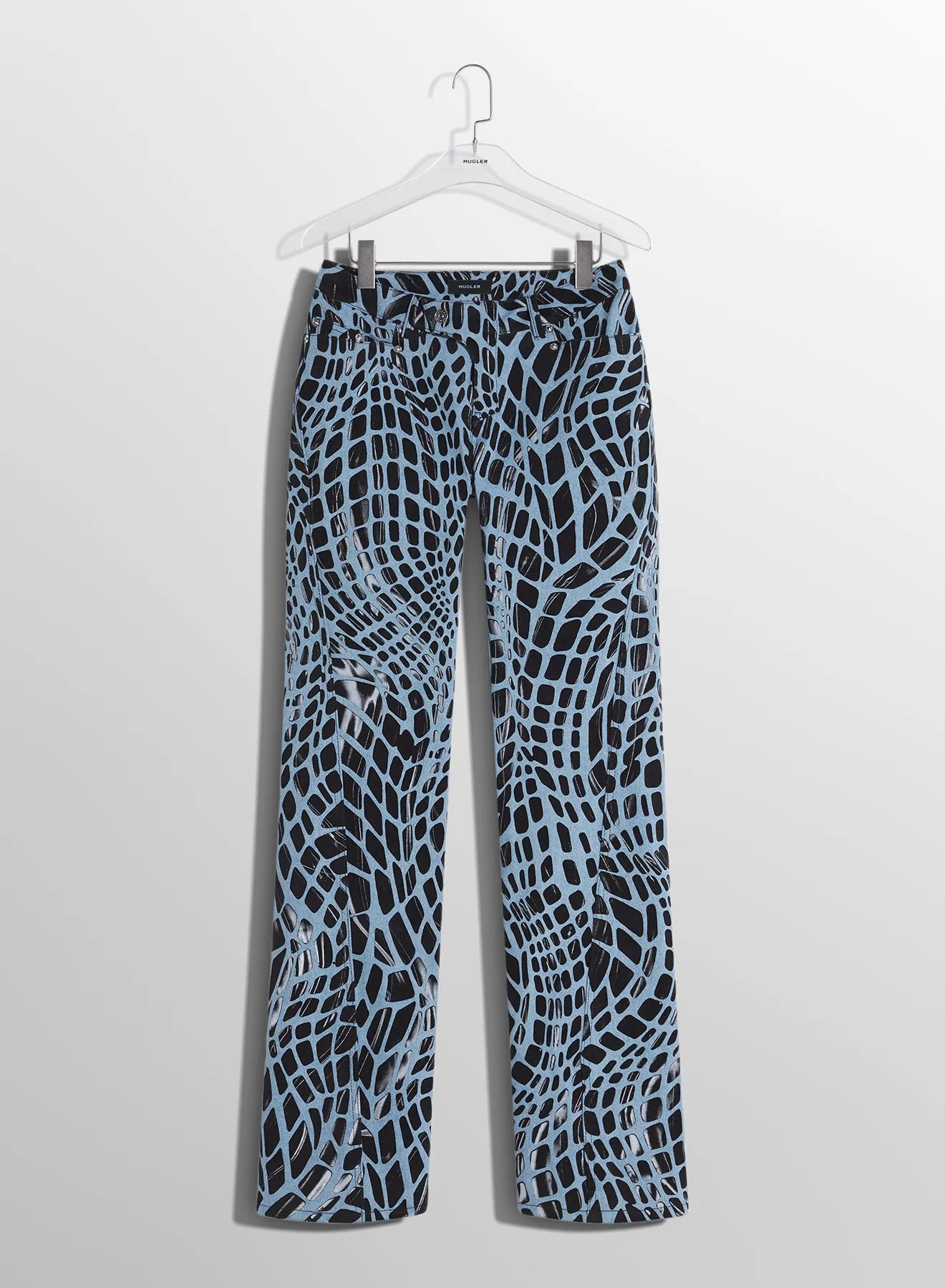 black velvet print straight leg jeans