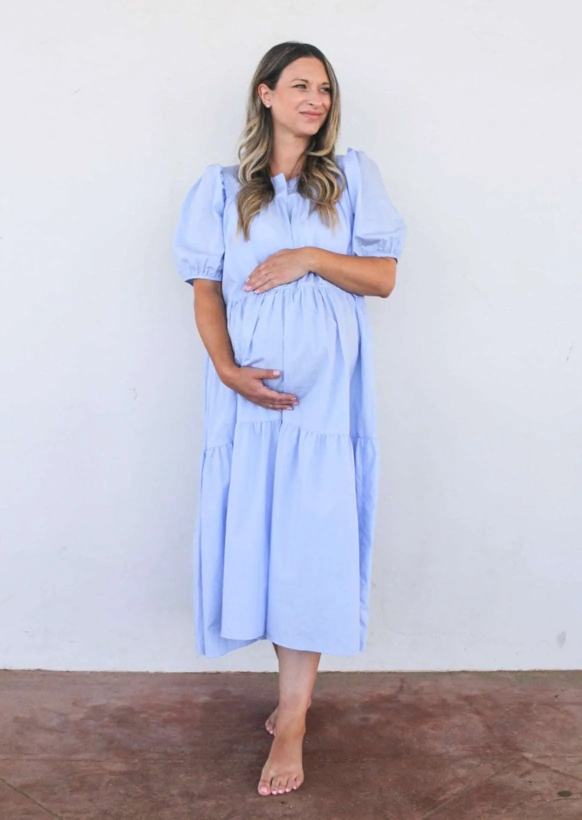 Blue Poplin Maxi Dress