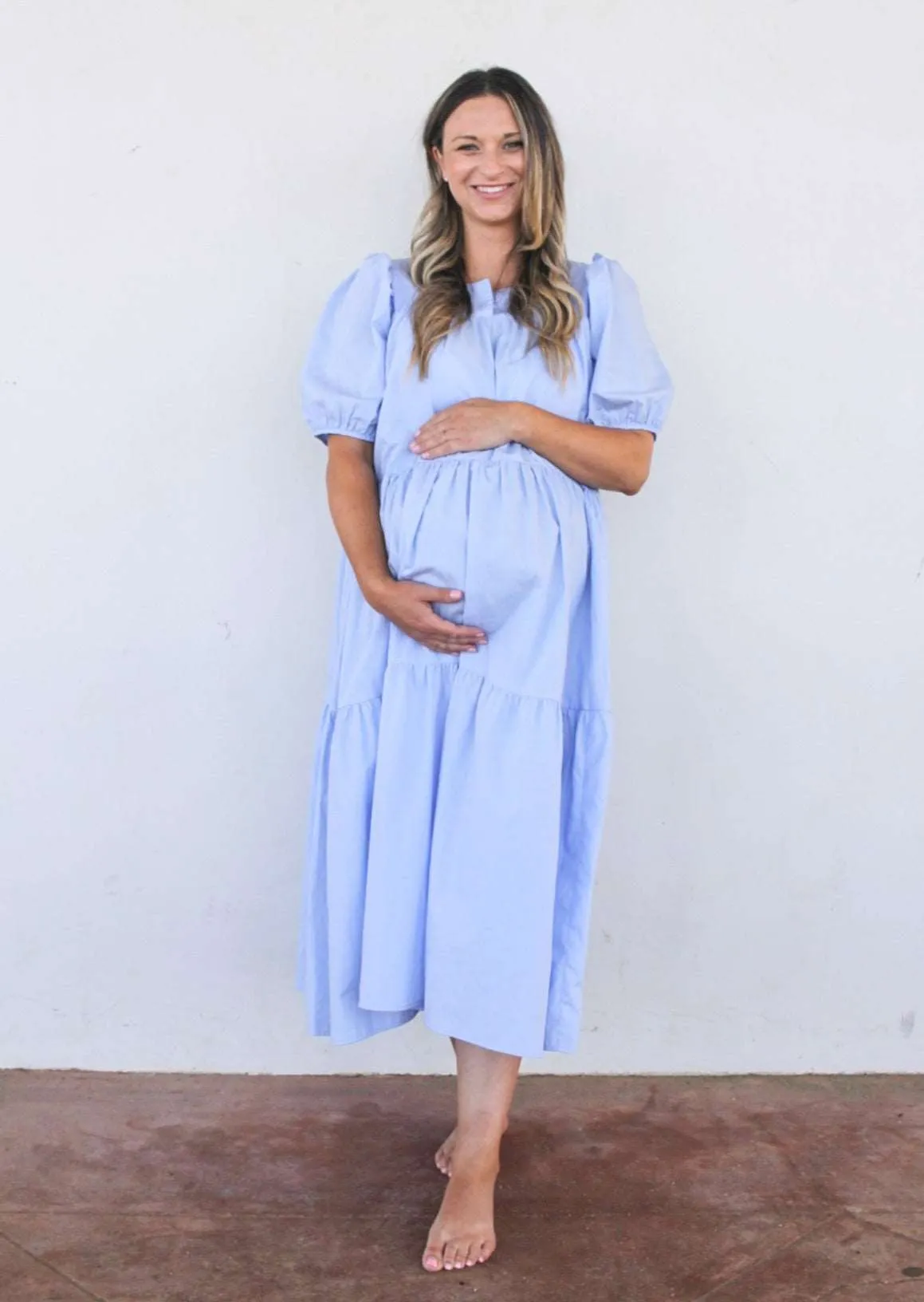 Blue Poplin Maxi Dress