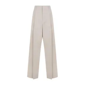 BOTTEGA VENETA Tan Silk and Cotton Trousers for Women in SS24 Season