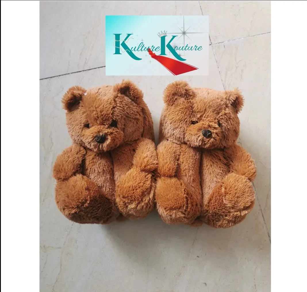 Brown Teddy Bear Slippers