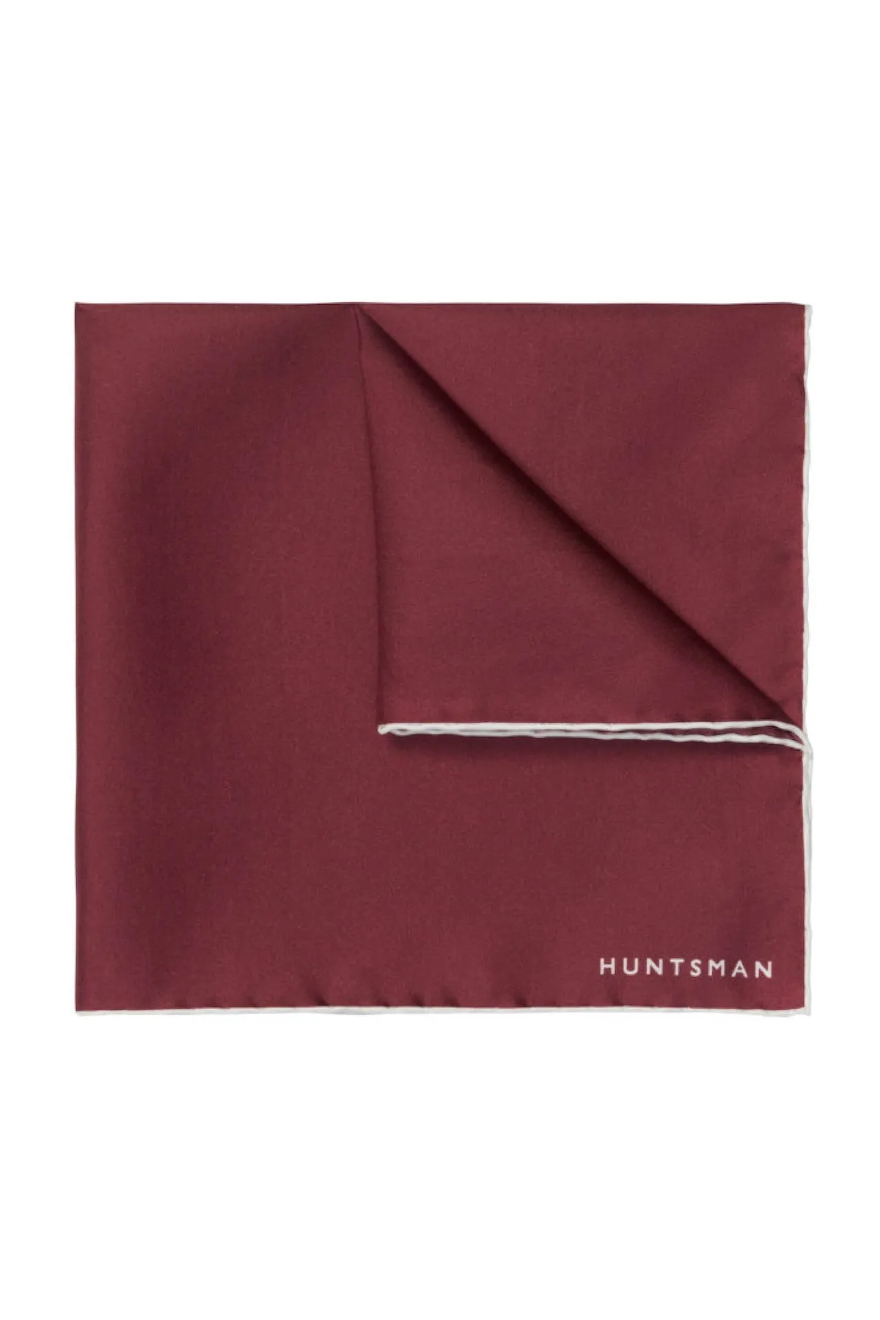 Burgundy/White Silk Pocket Square