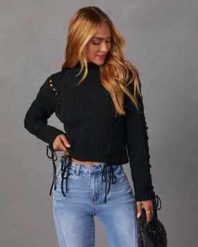 Camelia Mock Neck Lace Up Sweater