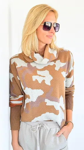 Camouflage Turtle Neck Sweater