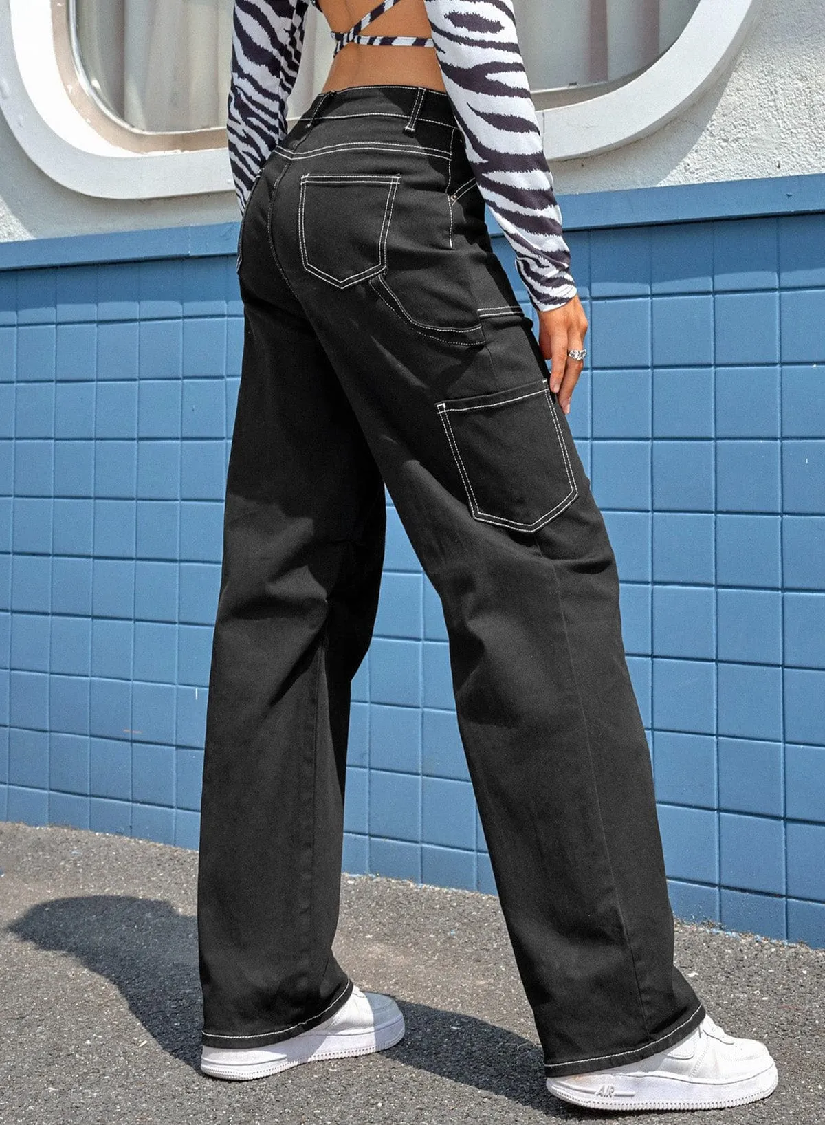 Casual Black Cargo Pants