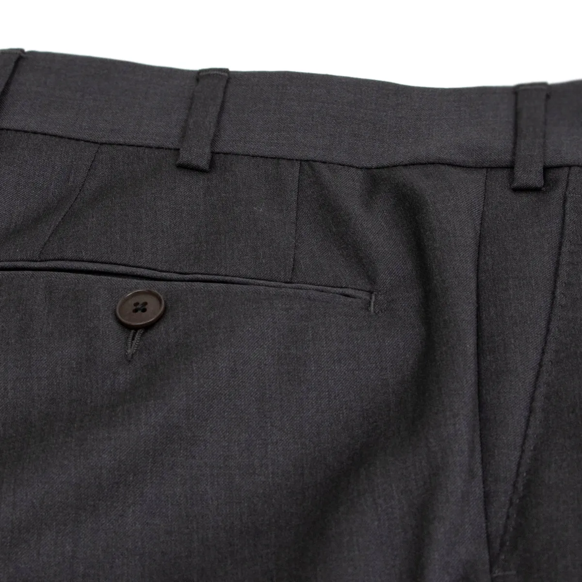 Charcoal Wool Loro Piana Super 130's Regular Fit Trousers