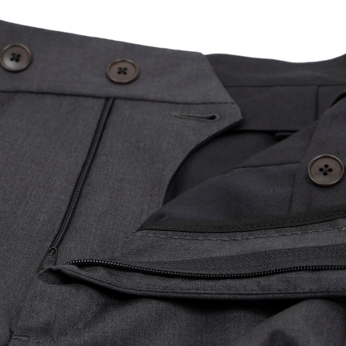 Charcoal Wool Loro Piana Super 130's Regular Fit Trousers