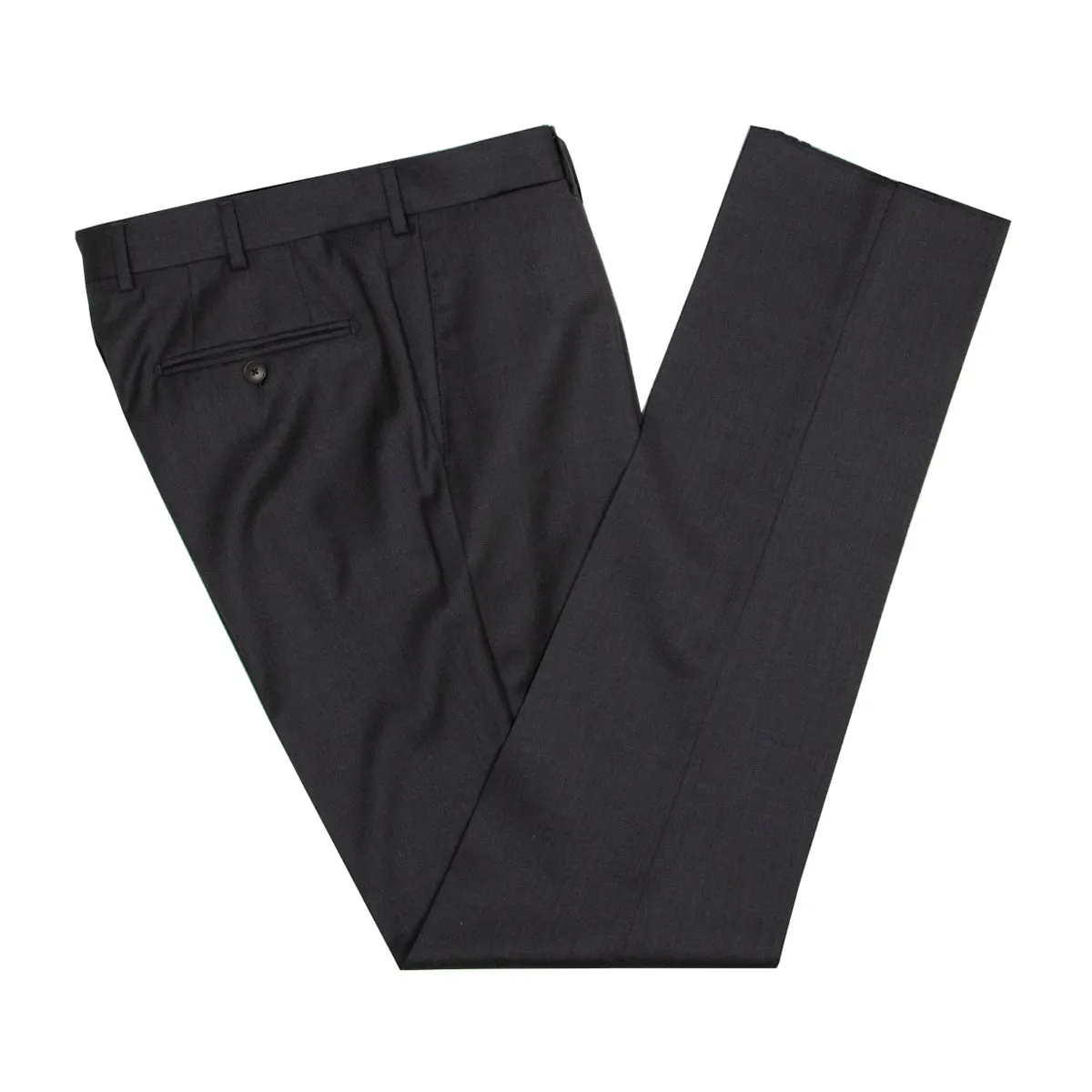 Charcoal Wool Loro Piana Super 130's Regular Fit Trousers