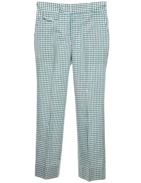 Checked Pattern Green & White Trousers - W32 L30