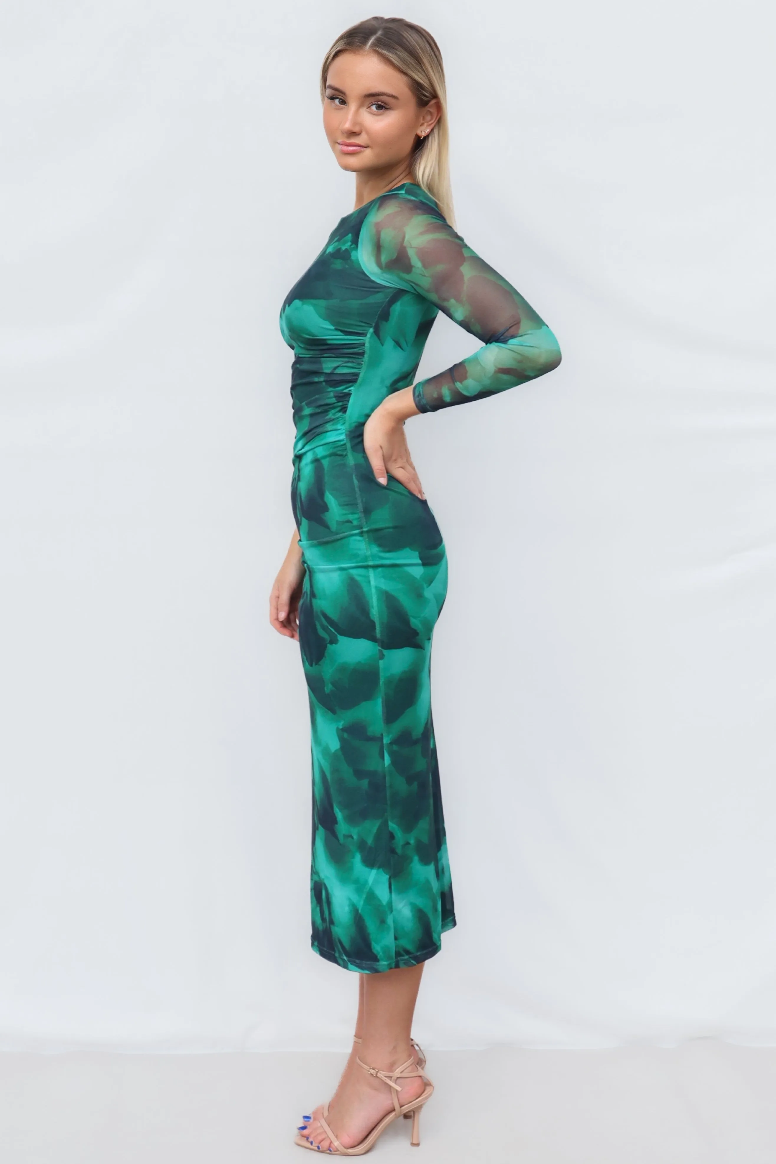 Comet Maxi Dress - Green Print