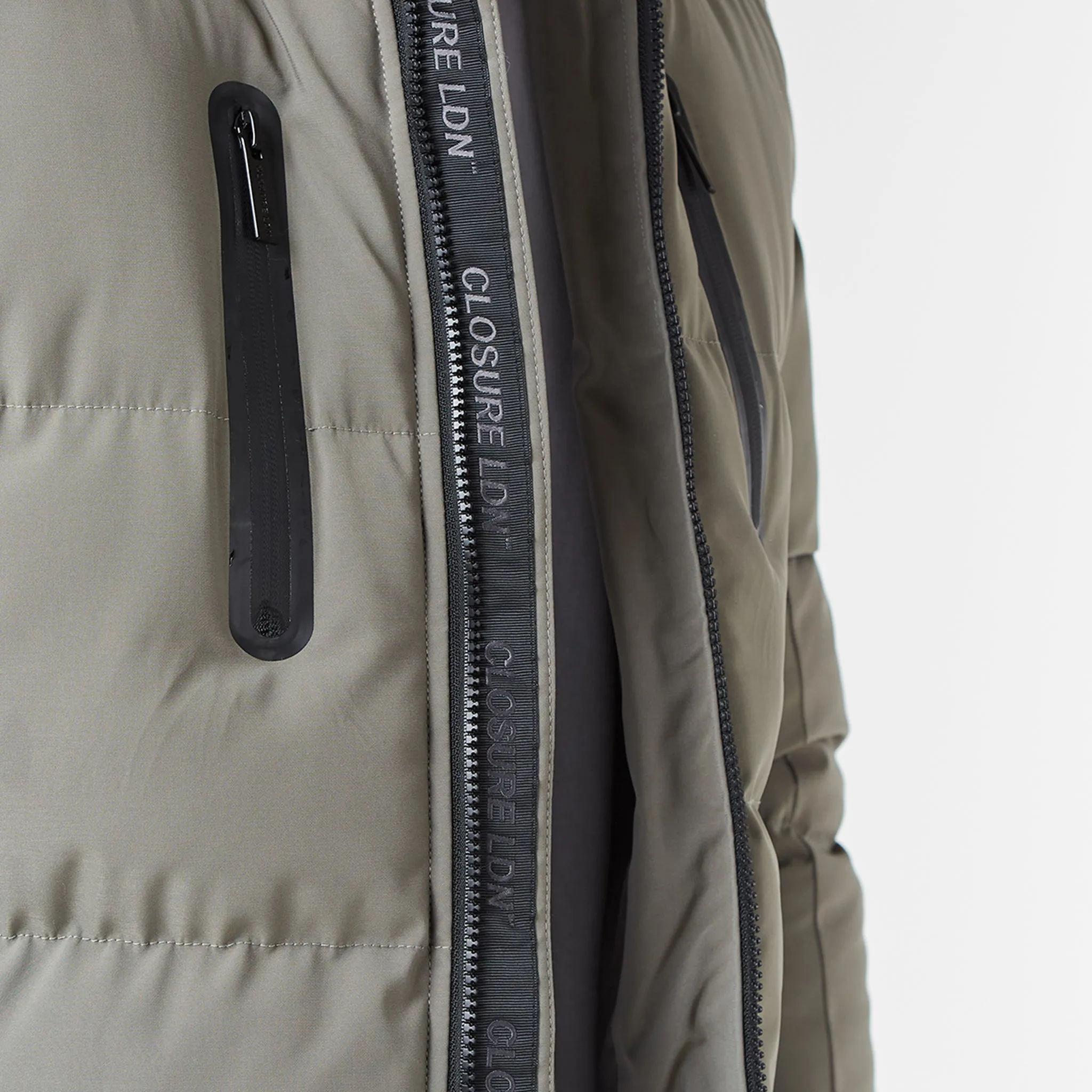 Contrast Panel Puffer Jacket | Washed Khaki