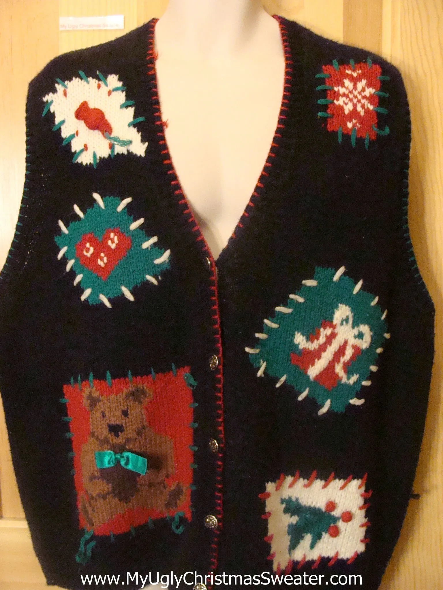 Crafty Ugly Christmas Sweater Vest with Horrible Designs