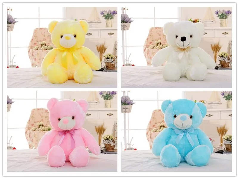 Creative Light Up LED Teddy Bear Plush Toy Colorful Glowing Christmas Gift