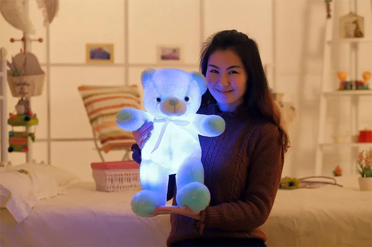 Creative Light Up LED Teddy Bear Plush Toy Colorful Glowing Christmas Gift