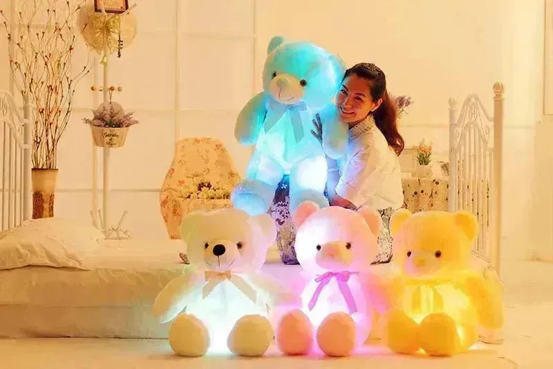 Creative Light Up LED Teddy Bear Stuffed Animals Plush Toy Colorful Glowing Christmas Gift For Kids Pillow