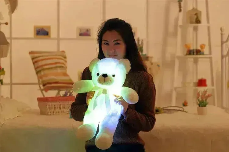 Creative Light Up LED Teddy Bear Stuffed Animals Plush Toy Colorful Glowing Christmas Gift For Kids Pillow