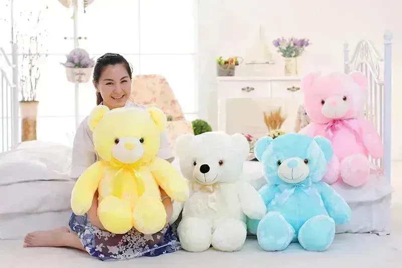 Creative Light Up LED Teddy Bear Stuffed Animals Plush Toy Colorful Glowing Christmas Gift For Kids Pillow