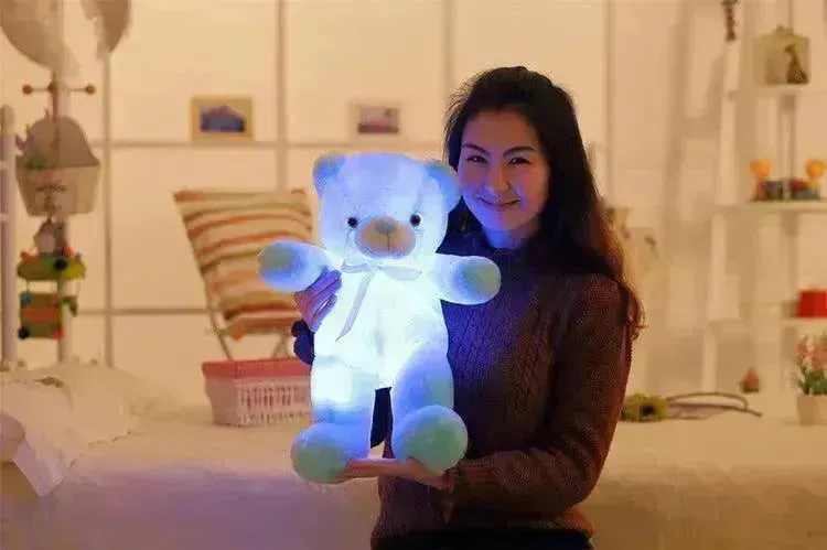 Creative Light Up LED Teddy Bear Stuffed Animals Plush Toy Colorful Glowing Christmas Gift For Kids Pillow