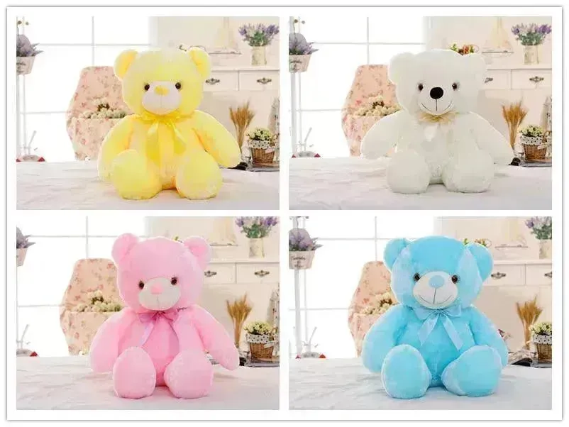 Creative Light Up LED Teddy Bear Stuffed Animals Plush Toy Colorful Glowing Christmas Gift For Kids Pillow