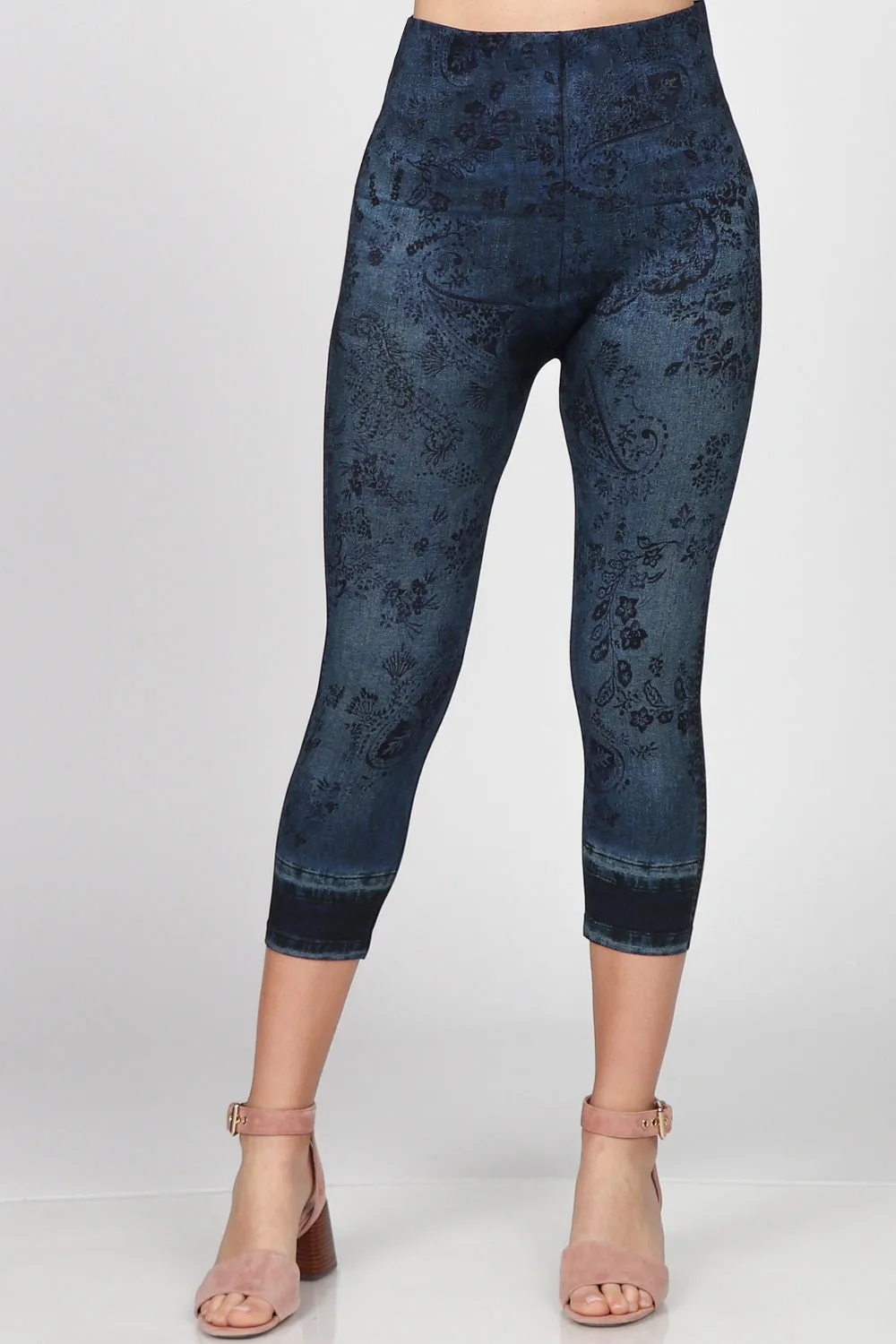 Denim Floral Leggings