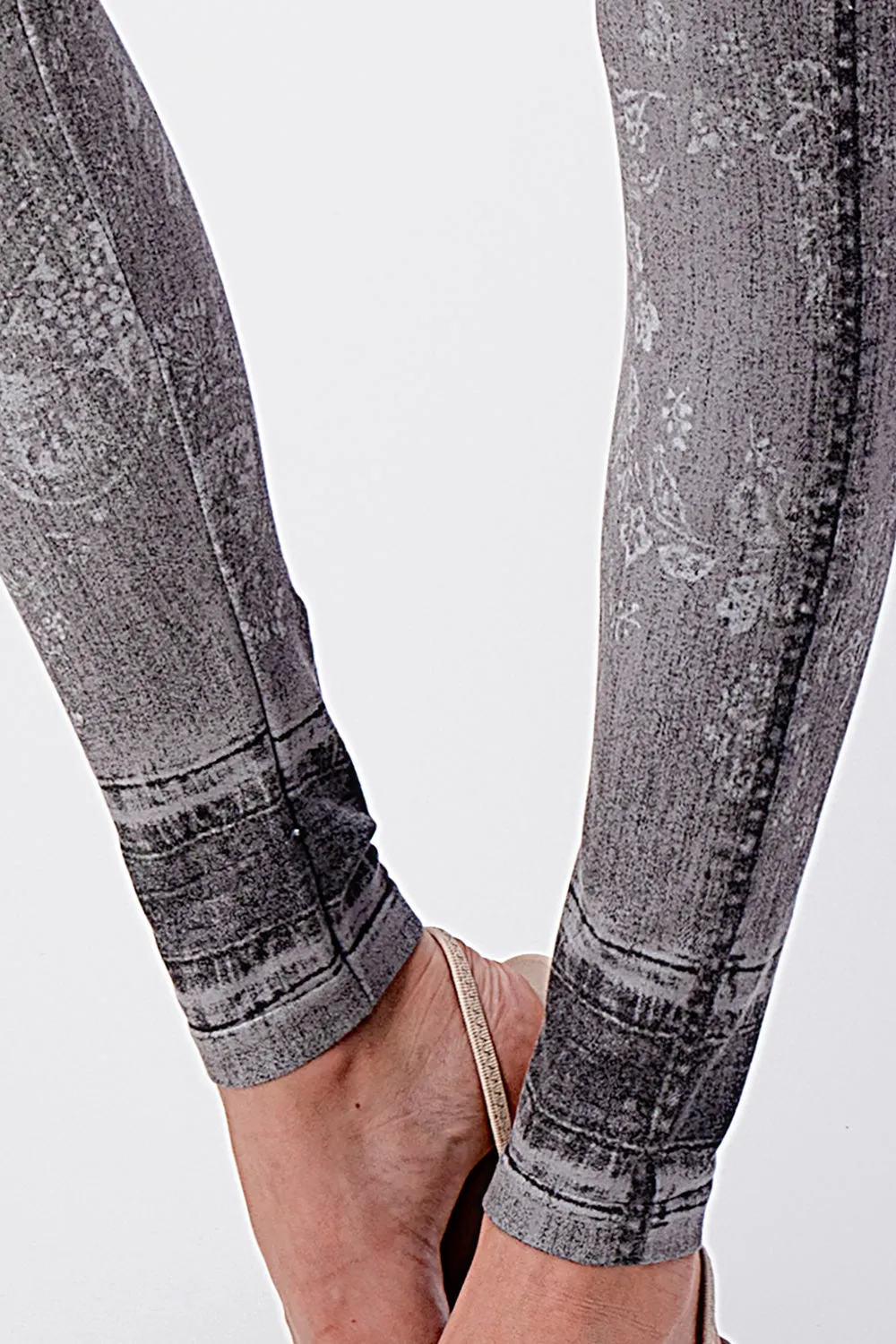 Denim Floral Leggings